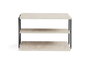 Hanah Home Mesa Lateral Black Travertine 2 Niveles Mármol Elegante Sofisticada para Sala de Estar Dormitorio Oficina Diseño Lujo Calidad Duradera Metal